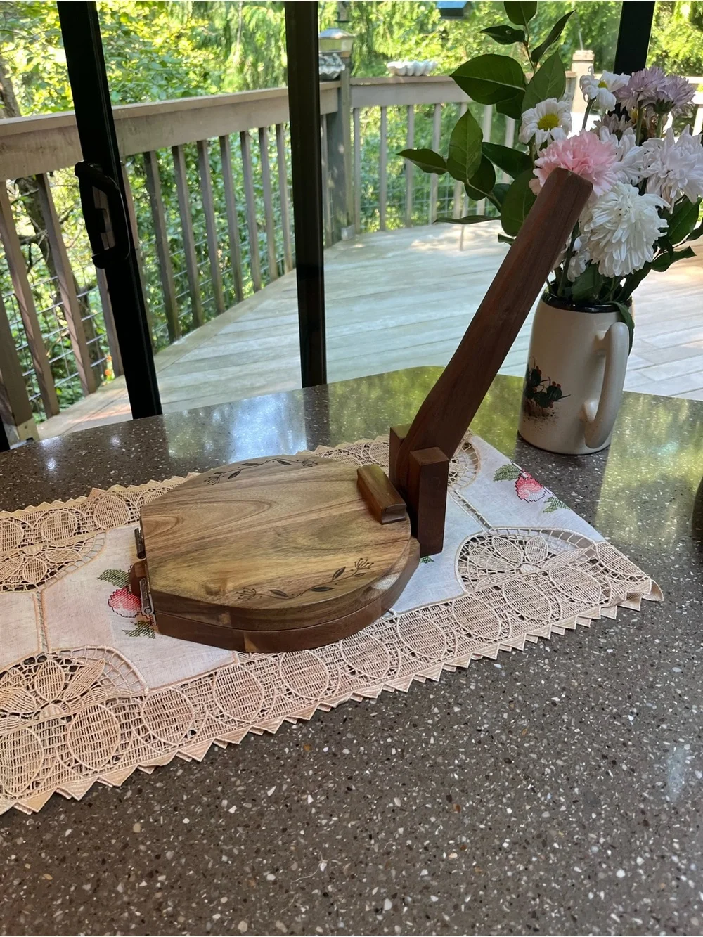 Princess House Wooden Tortilla / Flatbread Press - Natural Brown